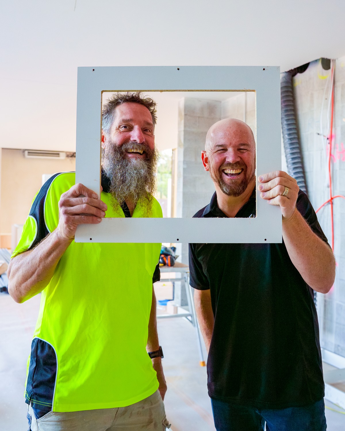Two of the Kitchen Crew team on a live install